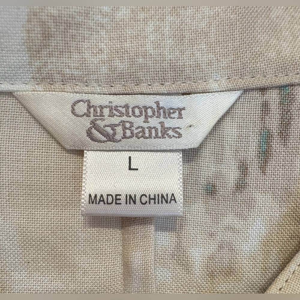 Christopher & Banks Beige Artistic Patterned Top Size Large - Picture 2 of 8